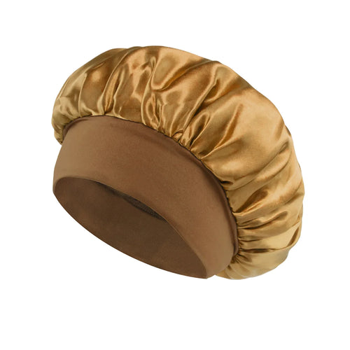1PC Women's Satin Solid Bonnets Wide-brimmed Night Sleeping Bathing