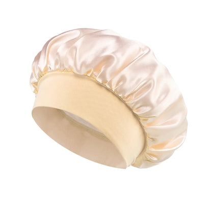 1PC Women's Satin Solid Bonnets Wide-brimmed Night Sleeping Bathing