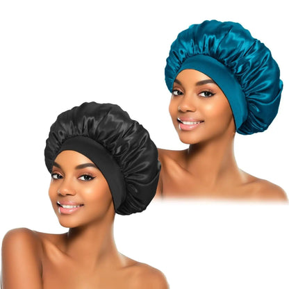 1PC Women's Satin Solid Bonnets Wide-brimmed Night Sleeping Bathing