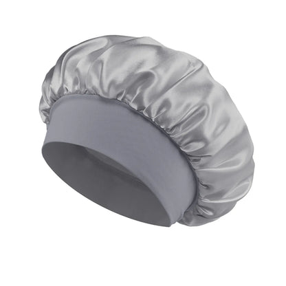 1PC Women's Satin Solid Bonnets Wide-brimmed Night Sleeping Bathing